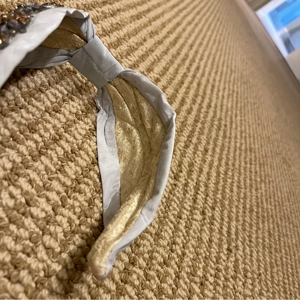 Embellished White and Gold Knotted Headband